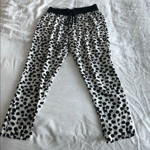 A.L.C. Black & White spotted silk drawstring pant
